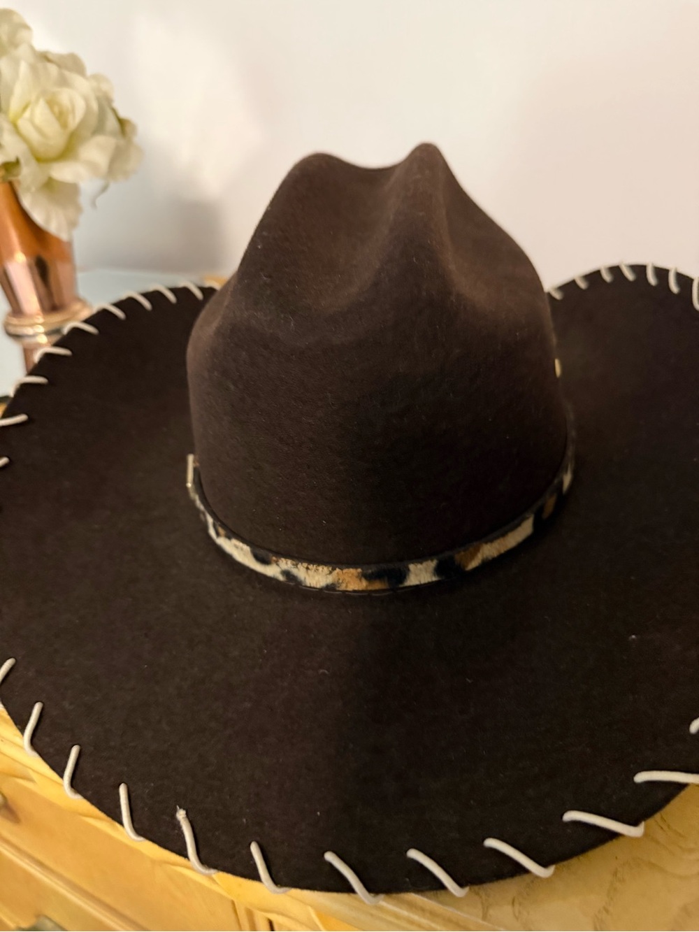 Tony Lama Black Felt Hat with Gold Trim and Silver Logo